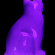 White Jade hand-carved Cat 69*46*111mm 466g in UV light - Rocks and Things Store