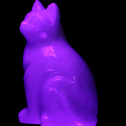 White Jade hand-carved Cat 69*46*111mm 466g in UV light - Rocks and Things Store