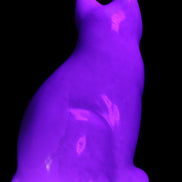 White Jade hand-carved Cat 69*46*111mm 466g in UV light - Rocks and Things Store