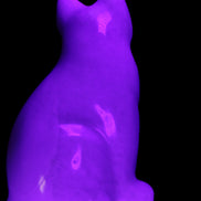 White Jade hand-carved Cat 69*46*111mm 466g in UV light - Rocks and Things Store