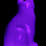 White Jade hand-carved Cat 69*46*111mm 466g in UV light - Rocks and Things Store