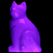 White Jade hand-carved Cat 69*46*111mm 466g in UV light - Rocks and Things Store