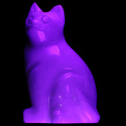 White Jade hand-carved Cat 69*46*111mm 466g in UV light - Rocks and Things Store