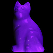 White Jade hand-carved Cat 69*46*111mm 466g in UV light - Rocks and Things Store