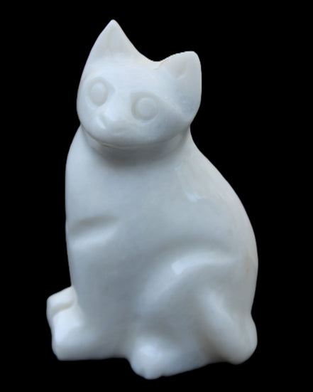 White Jade hand-carved Cat 69*46*111mm 466g in sunlight - Rocks and Things Store