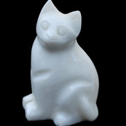 White Jade hand-carved Cat 69*46*111mm 466g in sunlight - Rocks and Things Store