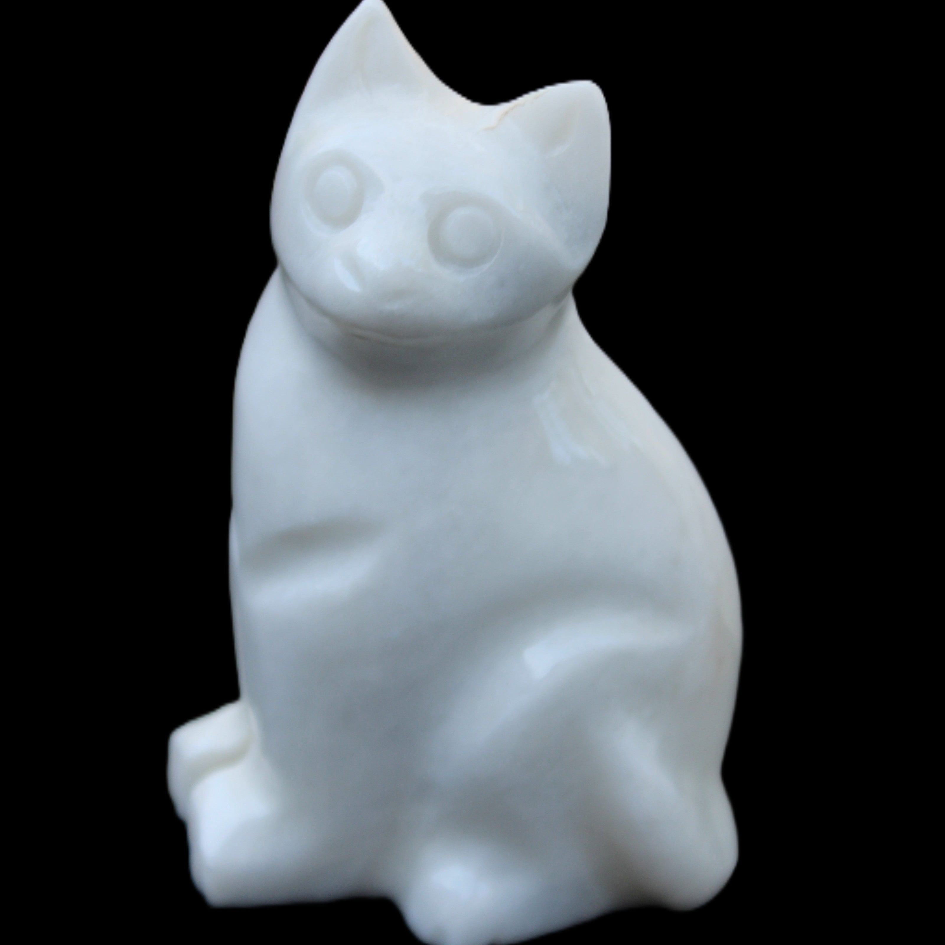 White Jade hand-carved Cat 69*46*111mm 466g in sunlight - Rocks and Things Store