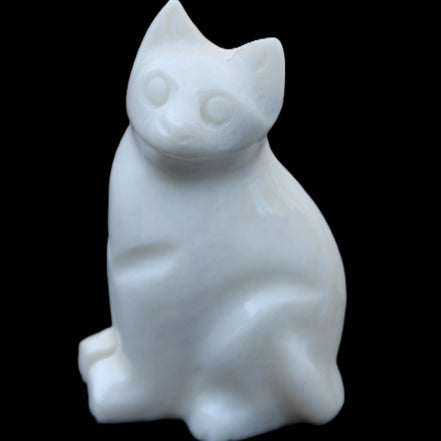White Jade hand-carved Cat 69*46*111mm 466g in sunlight - Rocks and Things Store