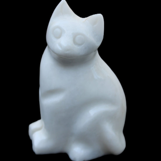 White Jade hand-carved Cat 69*46*111mm 466g in sunlight - Rocks and Things Store