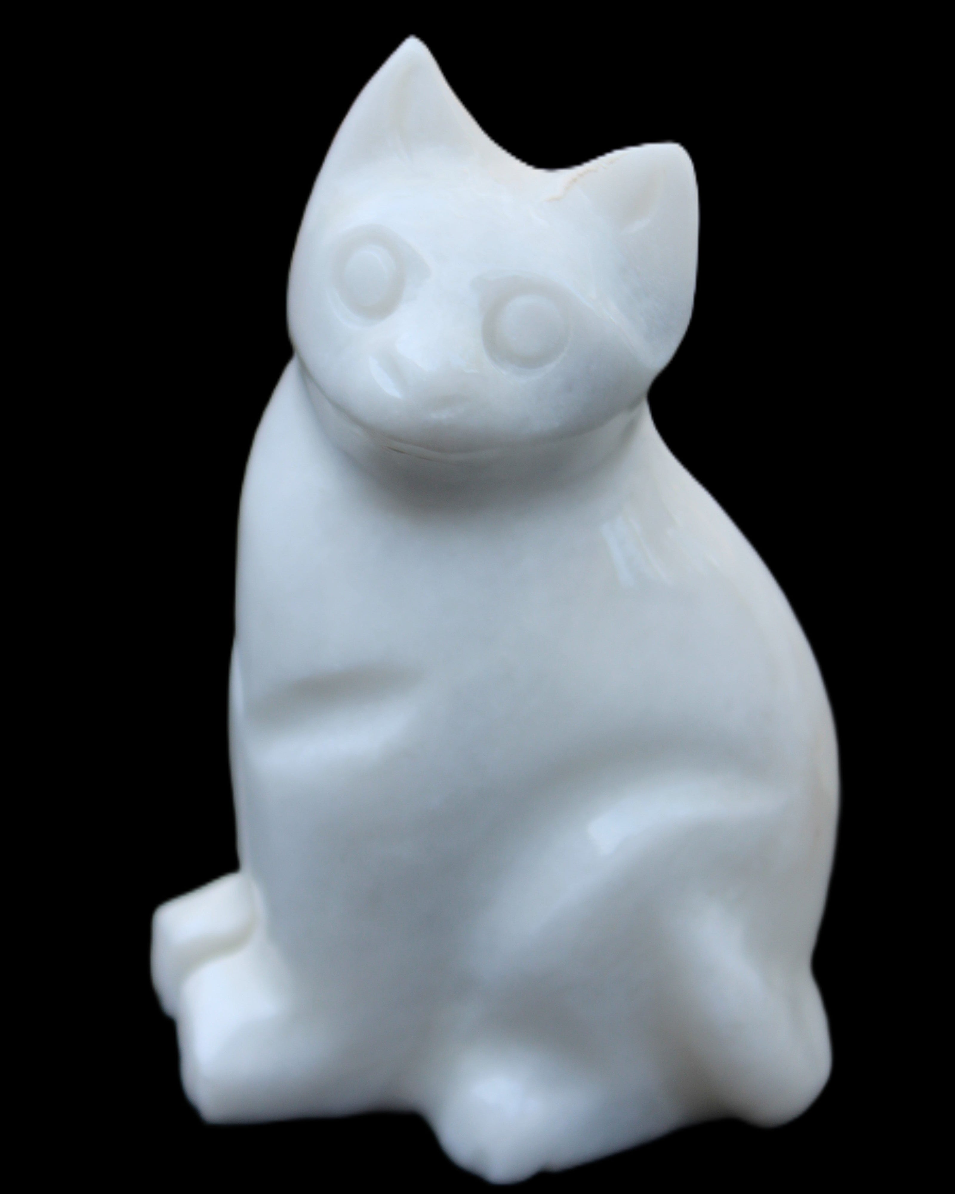 White Jade hand-carved Cat 69*46*111mm 466g in sunlight - Rocks and Things Store