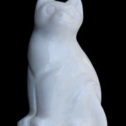 White Jade hand-carved Cat 69*46*111mm 466g in sunlight - Rocks and Things Store