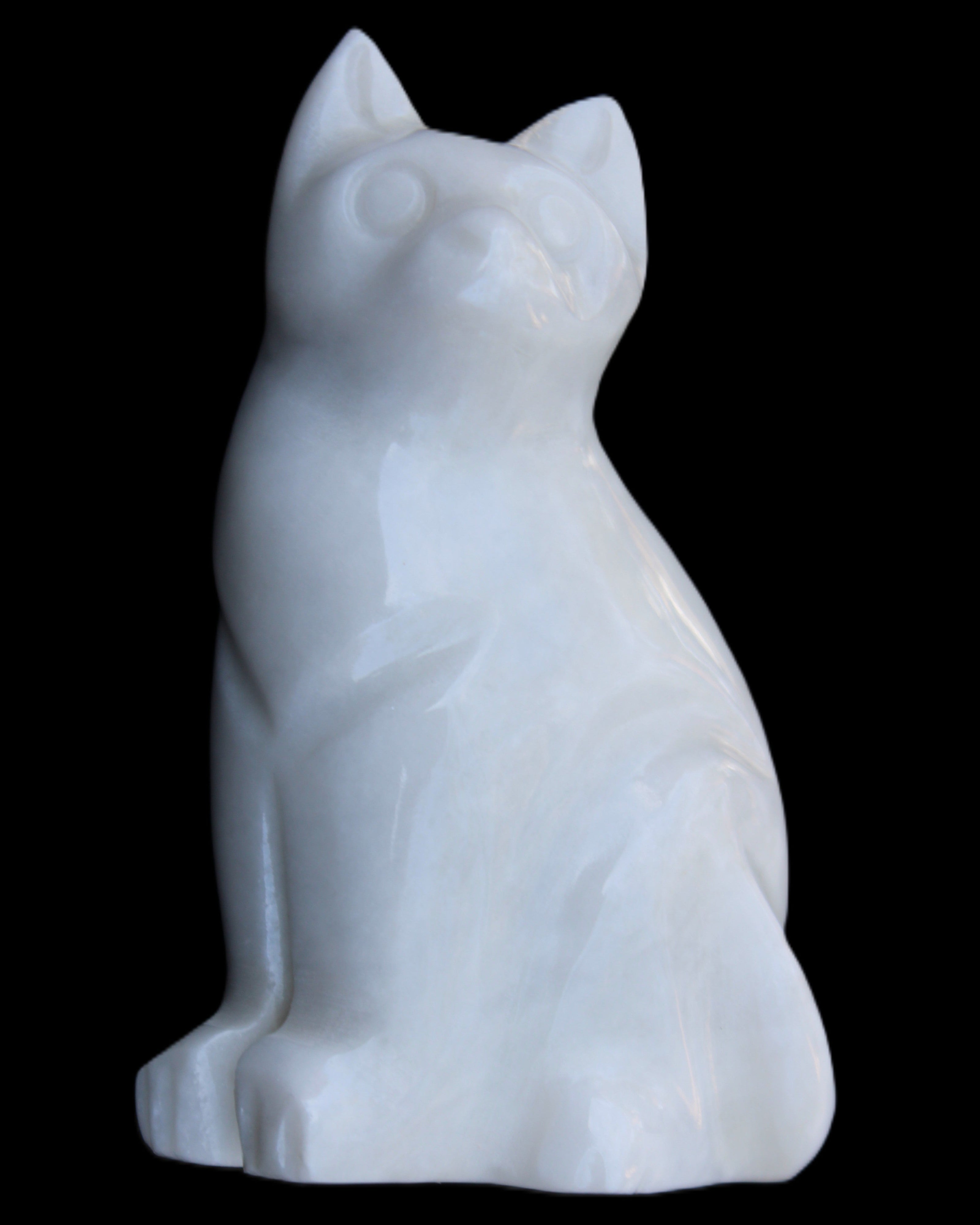 White Jade hand-carved Cat 69*46*111mm 466g in sunlight - Rocks and Things Store