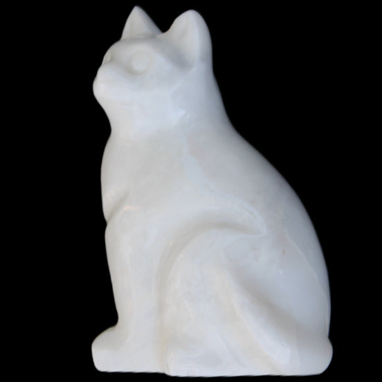 White Jade hand-carved Cat 69*46*111mm 466g in sunlight - Rocks and Things Store