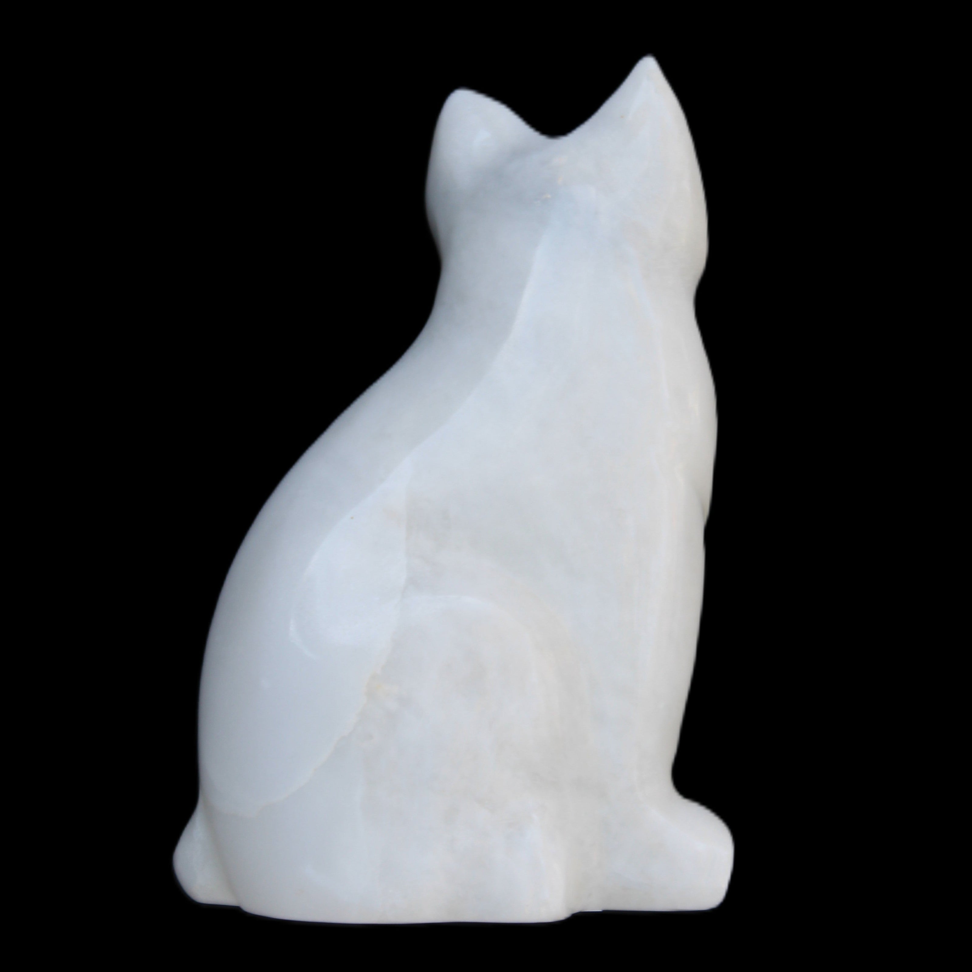 White Jade hand-carved Cat 69*46*111mm 466g in sunlight - Rocks and Things Store