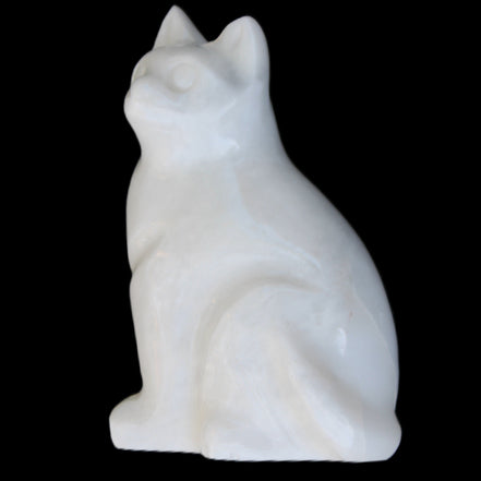 White Jade hand-carved Cat 69*46*111mm 466g in sunlight - Rocks and Things Store