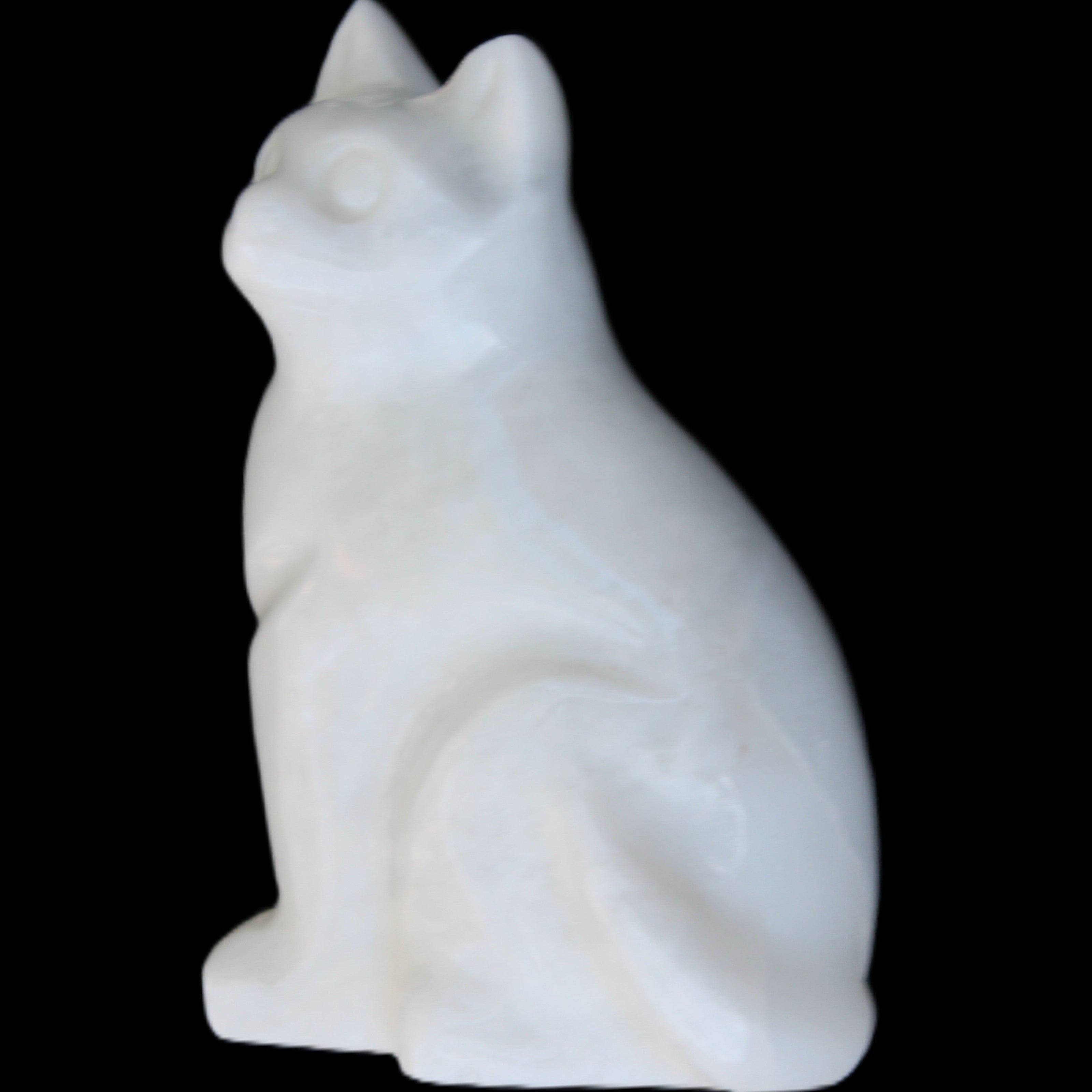 White Jade hand-carved Cat 69*46*111mm 466g in sunlight - Rocks and Things Store