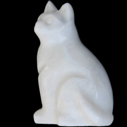 White Jade hand-carved Cat 69*46*111mm 466g in sunlight - Rocks and Things Store