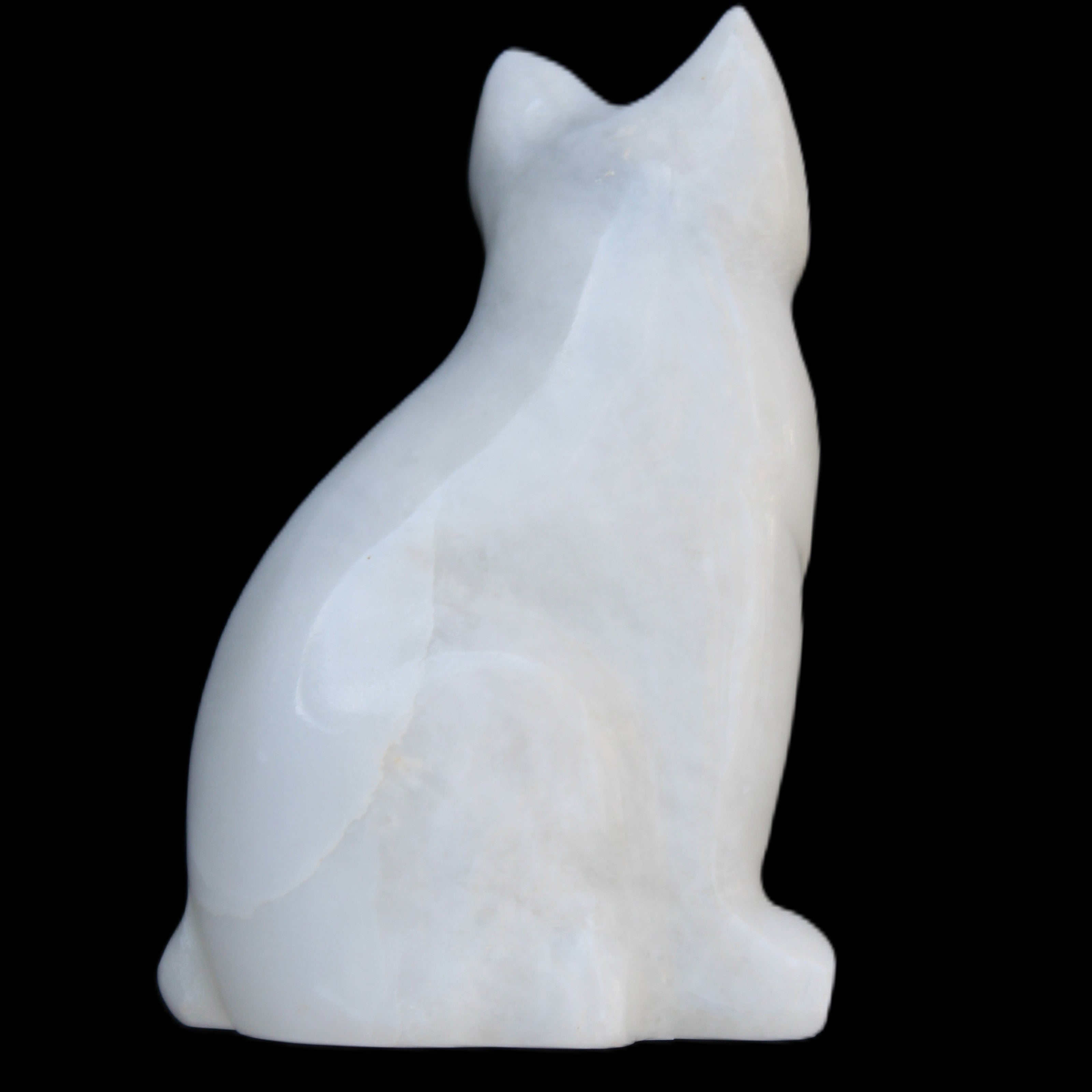 White Jade hand-carved Cat 69*46*111mm 466g in sunlight - Rocks and Things Store