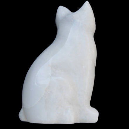 White Jade hand-carved Cat 69*46*111mm 466g in sunlight - Rocks and Things Store