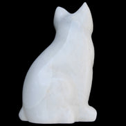 White Jade hand-carved Cat 69*46*111mm 466g in sunlight - Rocks and Things Store