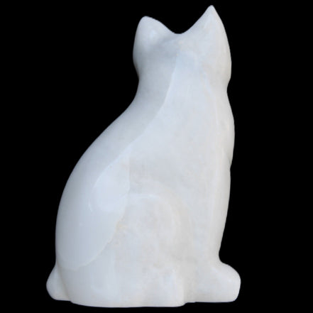 White Jade hand-carved Cat 69*46*111mm 466g in sunlight - Rocks and Things Store