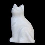 White Jade hand-carved Cat 69*46*111mm 466g in sunlight - Rocks and Things Store