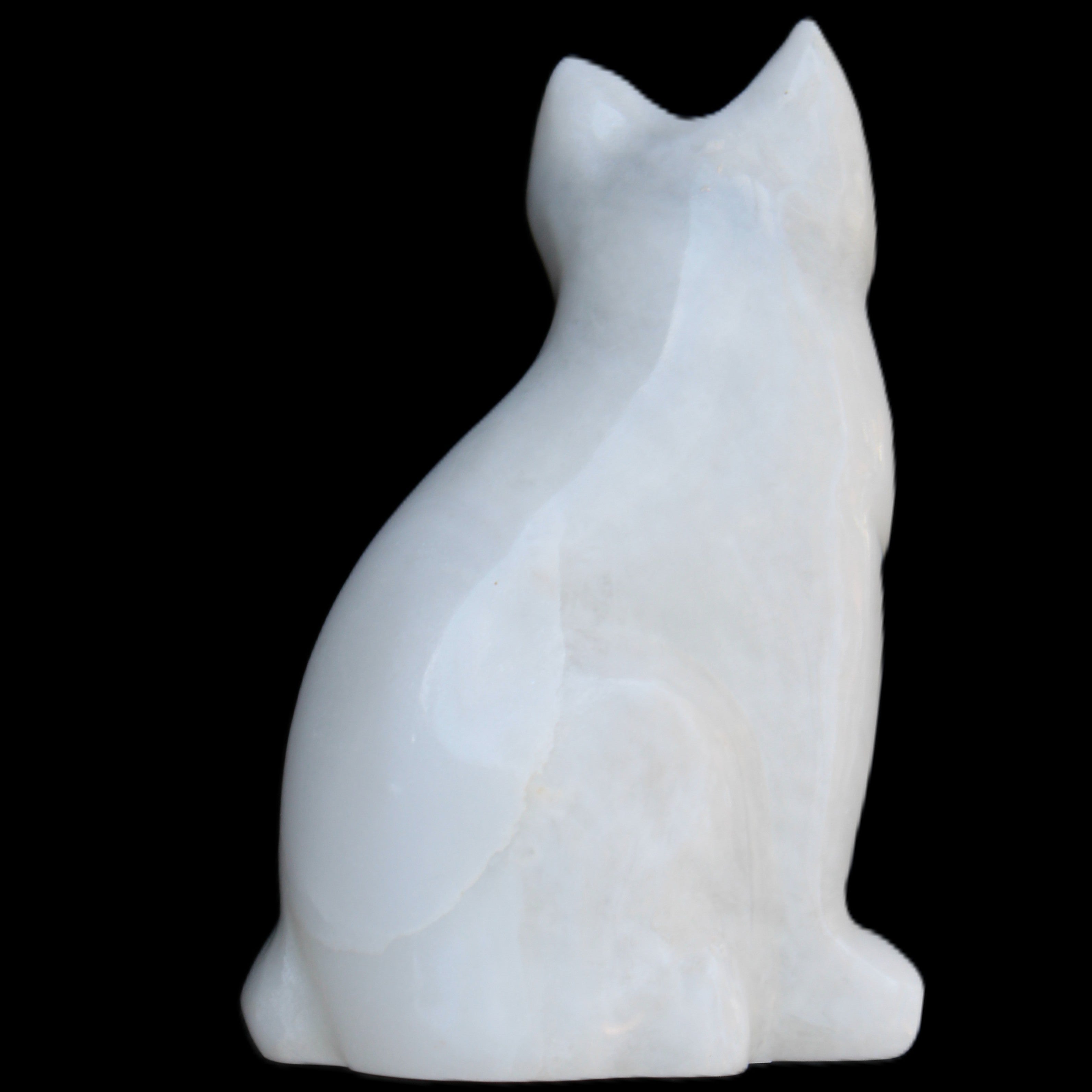 White Jade hand-carved Cat 69*46*111mm 466g in sunlight - Rocks and Things Store