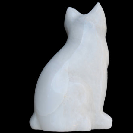 White Jade hand-carved Cat 69*46*111mm 466g in sunlight - Rocks and Things Store