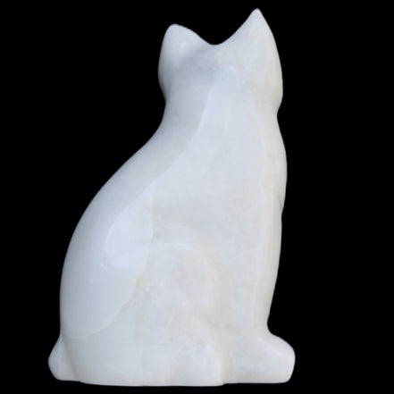 White Jade hand-carved Cat 69*46*111mm 466g in sunlight - Rocks and Things Store