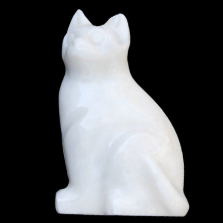 White Jade hand-carved Cat 69*46*111mm 466g in sunlight - Rocks and Things Store