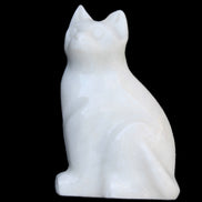 White Jade hand-carved Cat 69*46*111mm 466g in sunlight - Rocks and Things Store