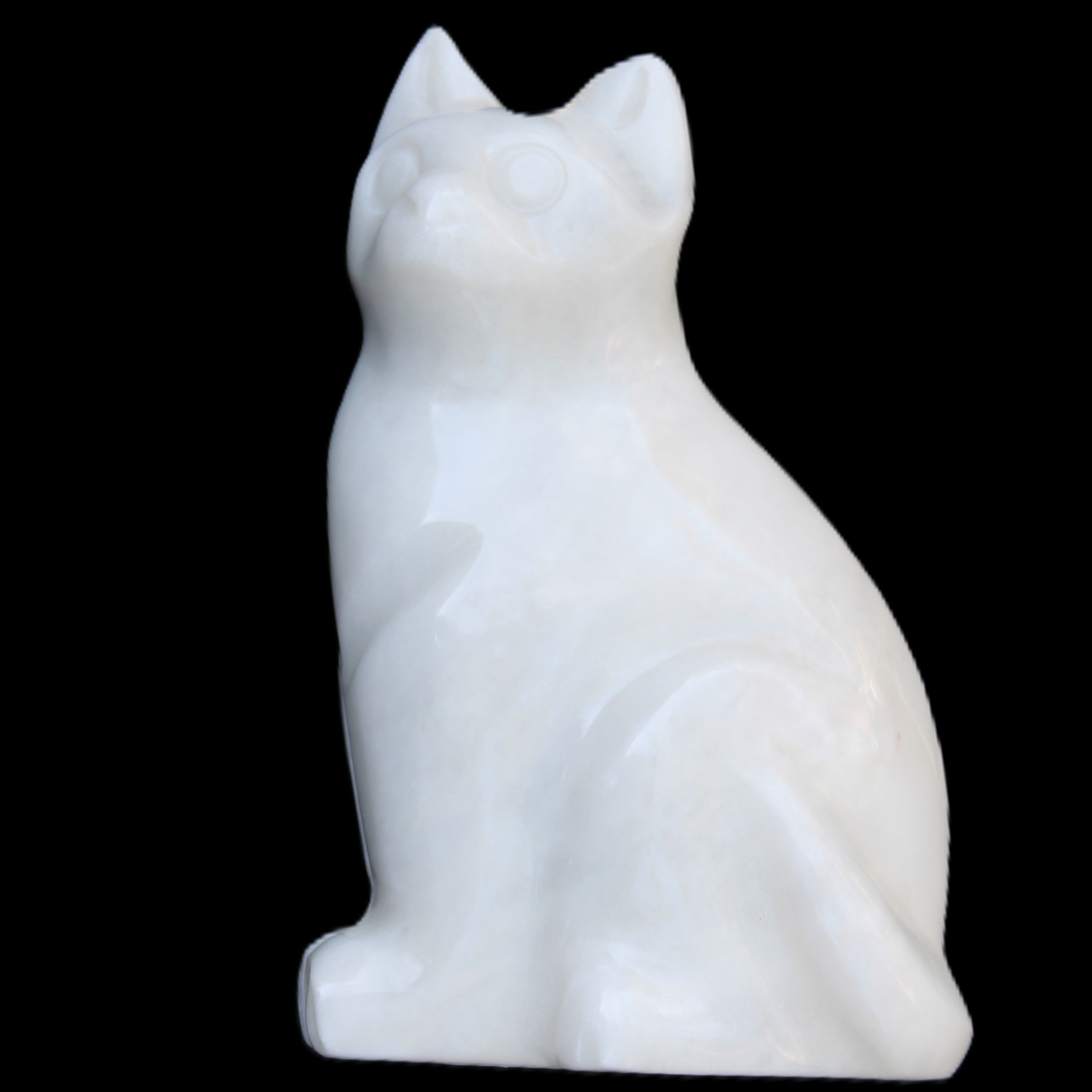White Jade hand-carved Cat 69*46*111mm 466g in sunlight - Rocks and Things Store