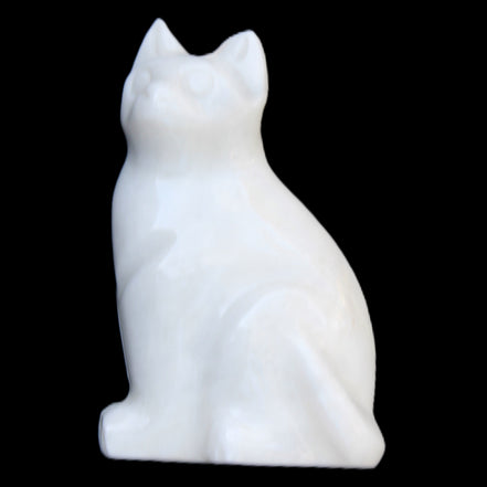 White Jade hand-carved Cat 69*46*111mm 466g in sunlight - Rocks and Things Store