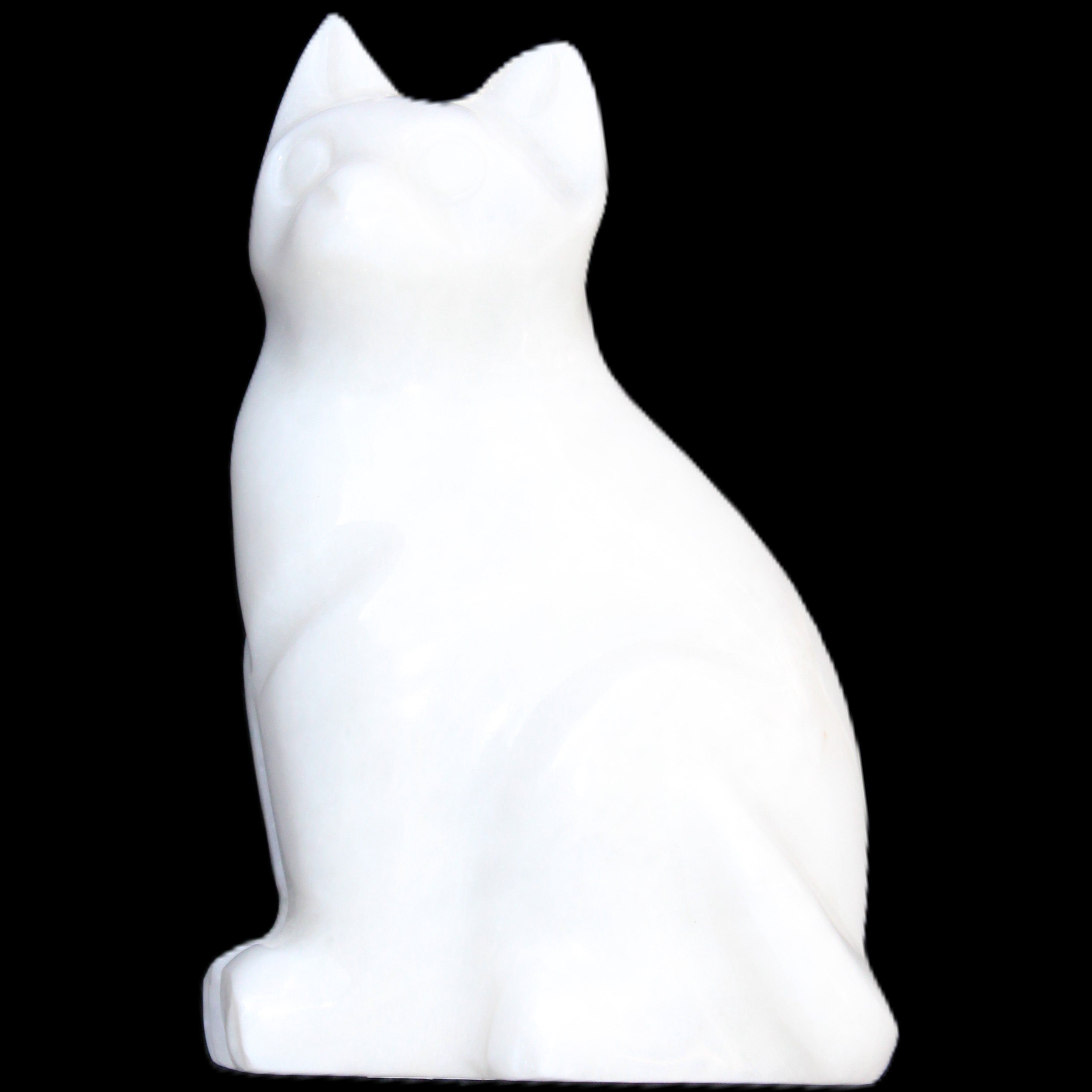 White Jade hand-carved Cat 69*46*111mm 466g in sunlight - Rocks and Things Store