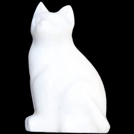 White Jade hand-carved Cat 69*46*111mm 466g in sunlight - Rocks and Things Store