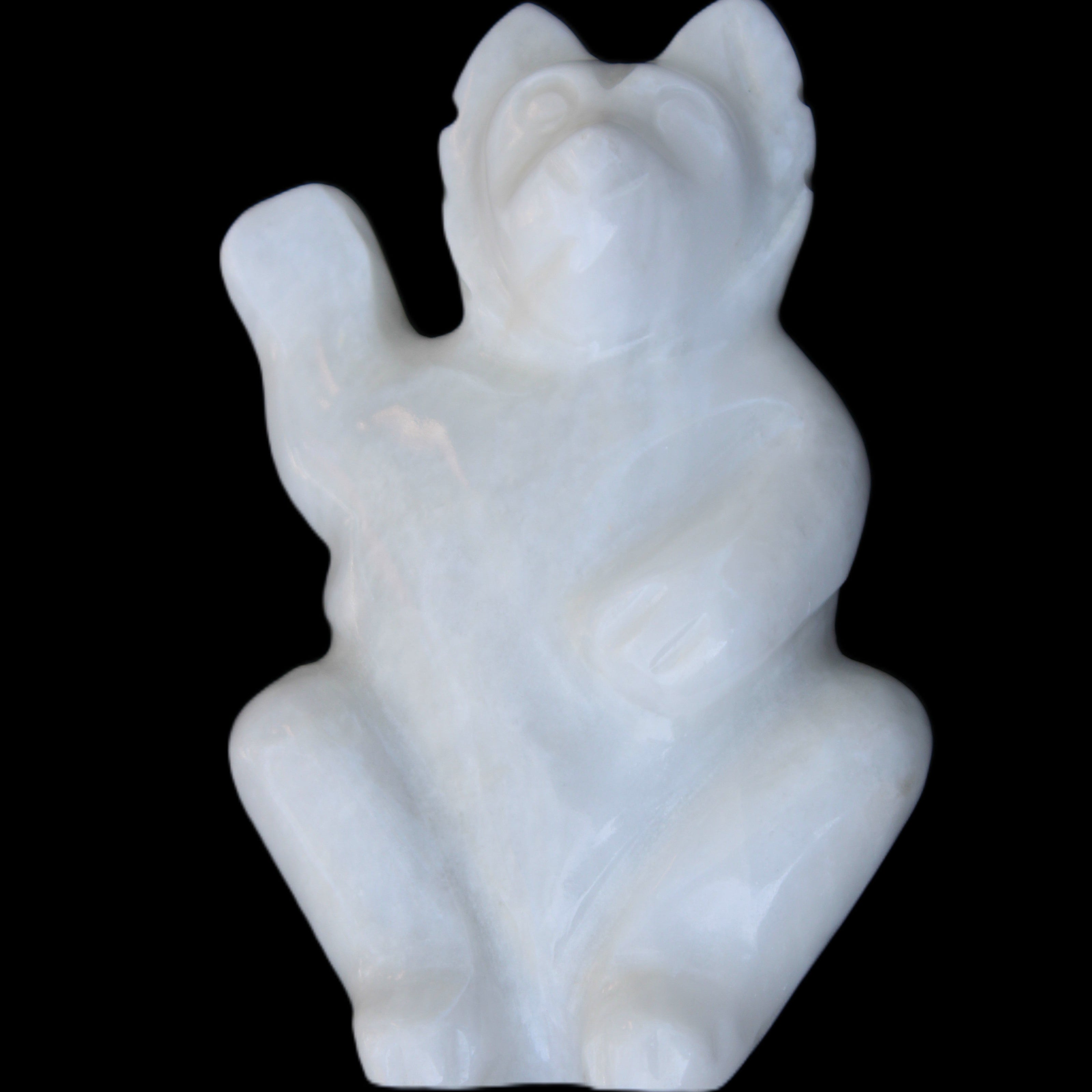 White Jade hand-carved Cat 84*47*135mm 718g in sunlight - Rocks and Things Store