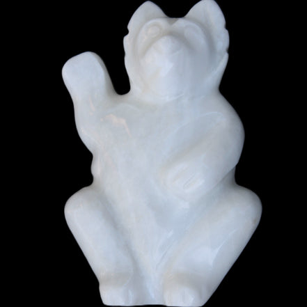 White Jade hand-carved Cat 84*47*135mm 718g in sunlight - Rocks and Things Store