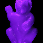 White Jade hand-carved Cat 84*47*135mm 718g in UV light - Rocks and Things Store