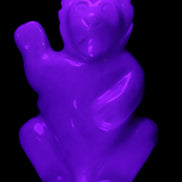 White Jade hand-carved Cat 84*47*135mm 718g in UV light - Rocks and Things Store