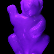 White Jade hand-carved Cat 84*47*135mm 718g in UV light - Rocks and Things Store