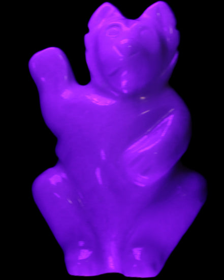 White Jade hand-carved Cat 84*47*135mm 718g in UV light - Rocks and Things Store