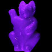 White Jade hand-carved Cat 84*47*135mm 718g in UV light - Rocks and Things Store