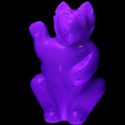 White Jade hand-carved Cat 84*47*135mm 718g in UV light - Rocks and Things Store