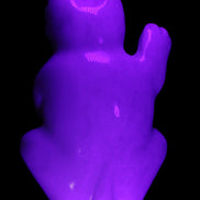 White Jade hand-carved Cat 84*47*135mm 718g in UV light - Rocks and Things Store
