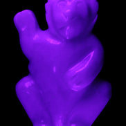White Jade hand-carved Cat 84*47*135mm 718g in UV light - Rocks and Things Store