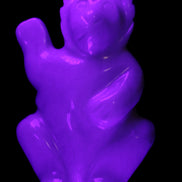 White Jade hand-carved Cat 84*47*135mm 718g in UV light - Rocks and Things Store