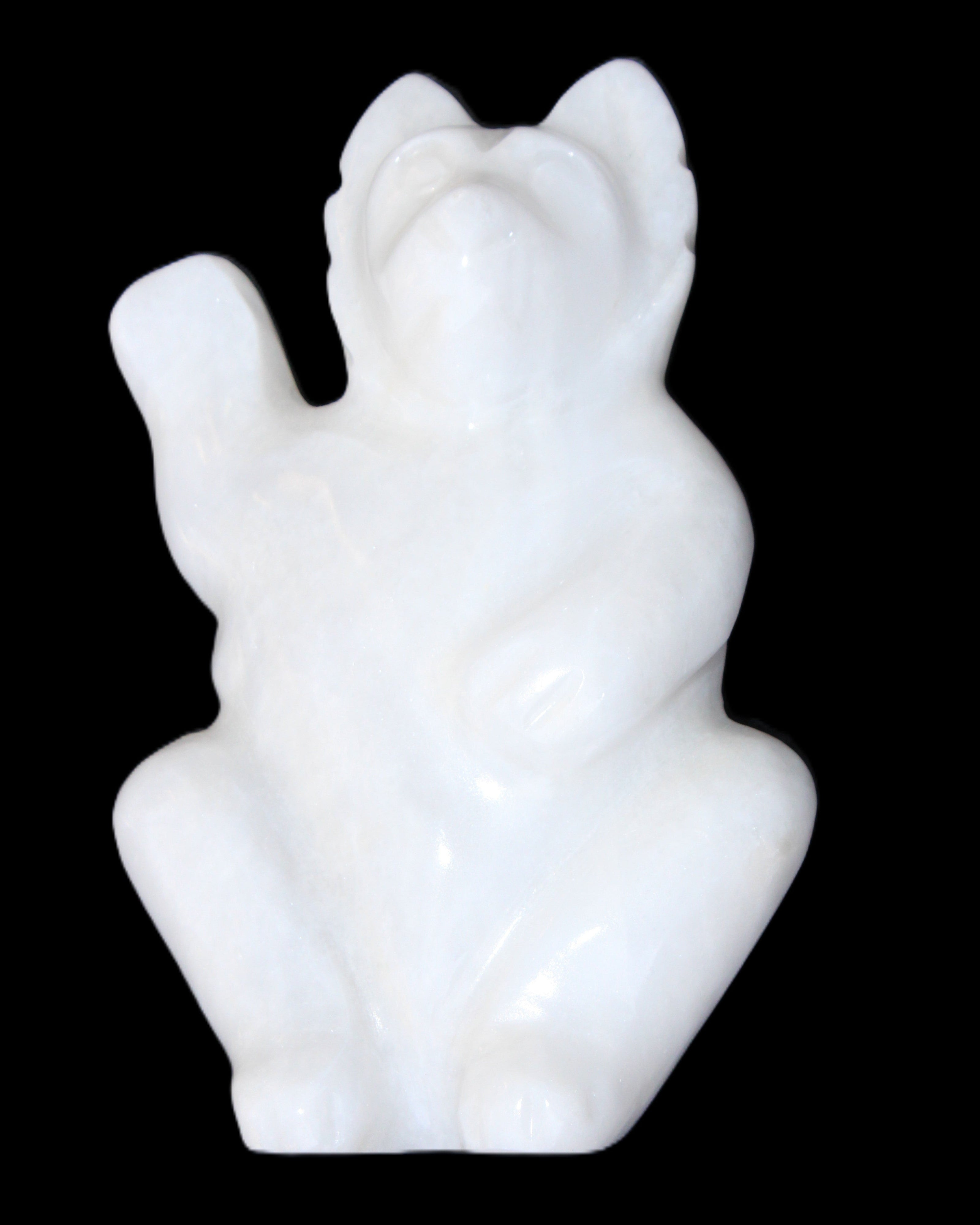 White Jade hand-carved Cat 84*47*135mm 718g in sunlight - Rocks and Things Store