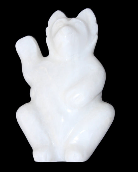 White Jade hand-carved Cat 84*47*135mm 718g in sunlight - Rocks and Things Store