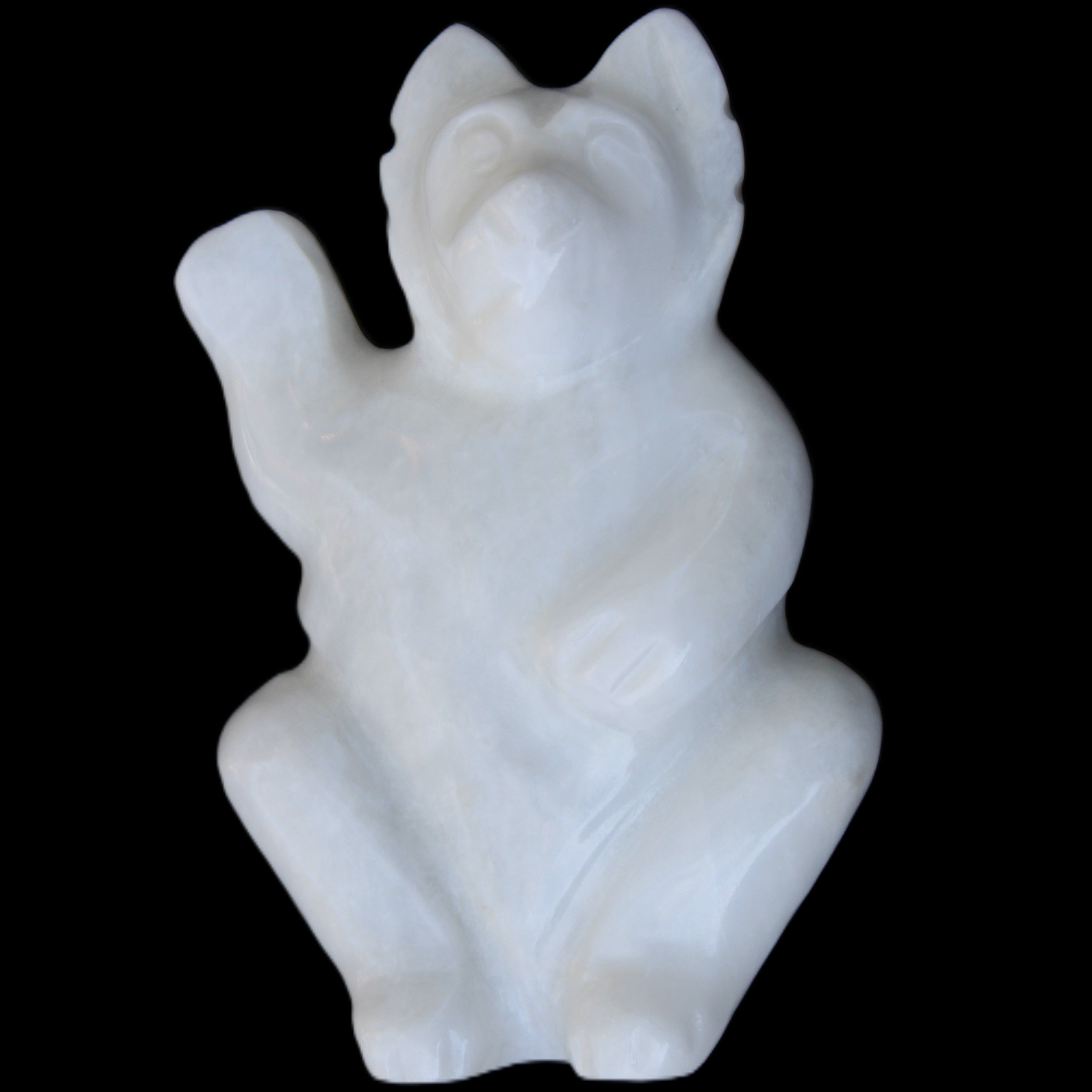 White Jade hand-carved Cat 84*47*135mm 718g in sunlight - Rocks and Things Store