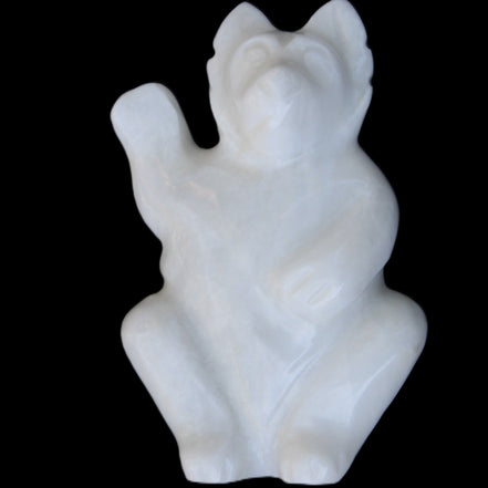 White Jade hand-carved Cat 84*47*135mm 718g in sunlight - Rocks and Things Store